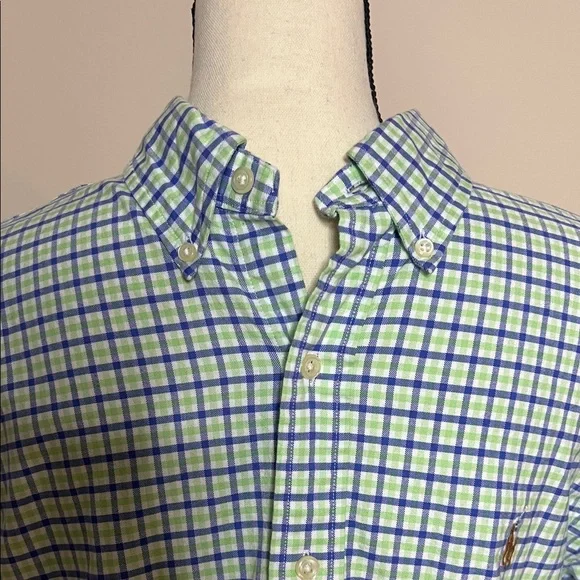 Ralph Lauren Blue and White Plaid Men's Shirt - Picture 6 of 10